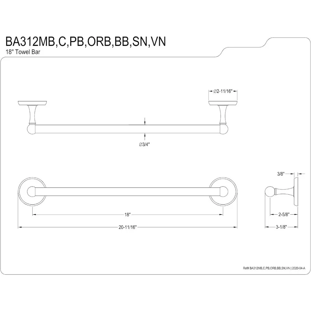 

Классический 18-дюймовый вешалка для полотенец из полированной латуни для декора ванной комнаты, элегантный и прочный