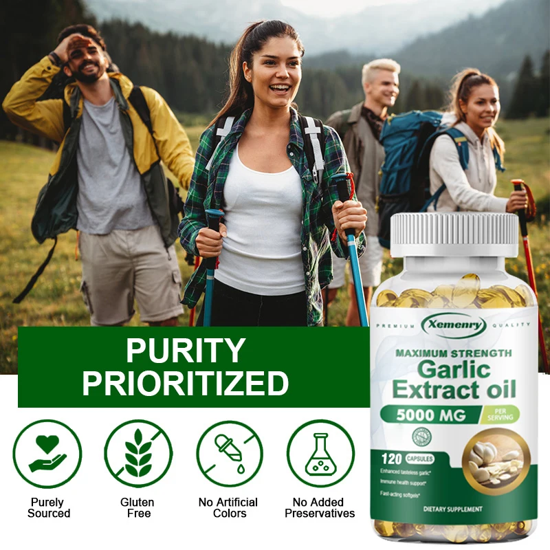 Garlic Oil Capsules Made in the USA - 120 Softgels