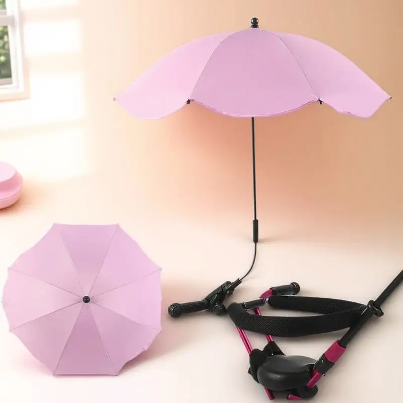 ร่มกันแดดสำหรับรถเข็นเด็กสีชมพู 1 ชิ้น ร่มรถเข็นเด็กแบบหนา ติดตั้งง่าย ใช้กลางแจ้ง ป้องกันแสงแดดสำหรับรถเข็นเด็ก น้ำหนักเบา