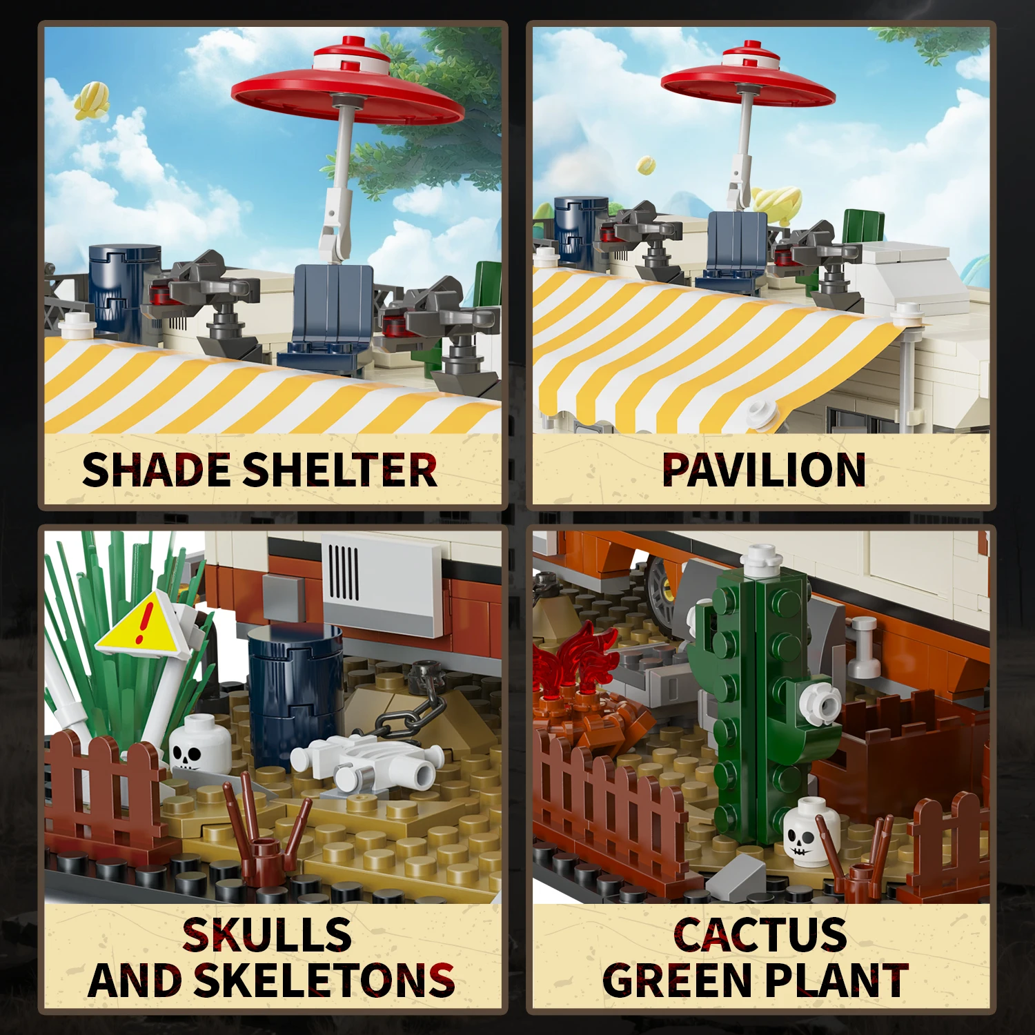 1054 pièces de blocs de construction pour camping-car, véhicule de construction, ensembles de briques, ornements de camionnette d'apocalypse, modèles de jouets, cadeaux d'anniversaire pour garçons, enfants, adultes