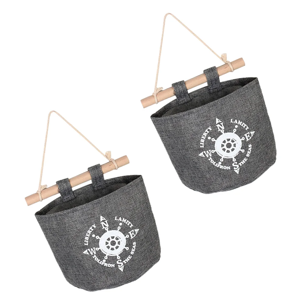 

2PCS Combined Storage Bag Wall Mounted Hanging Pockets Door Organizer Large Capacity Cotton Linen Material PE Coating Wooden