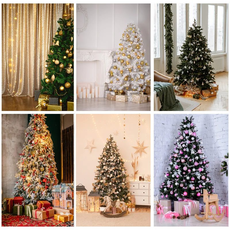 

SHUOZHIKE Christmas Indoor Theme Photography Background Christmas tree Portrait Backdrops For Photo Studio Props 21524 JPW-02