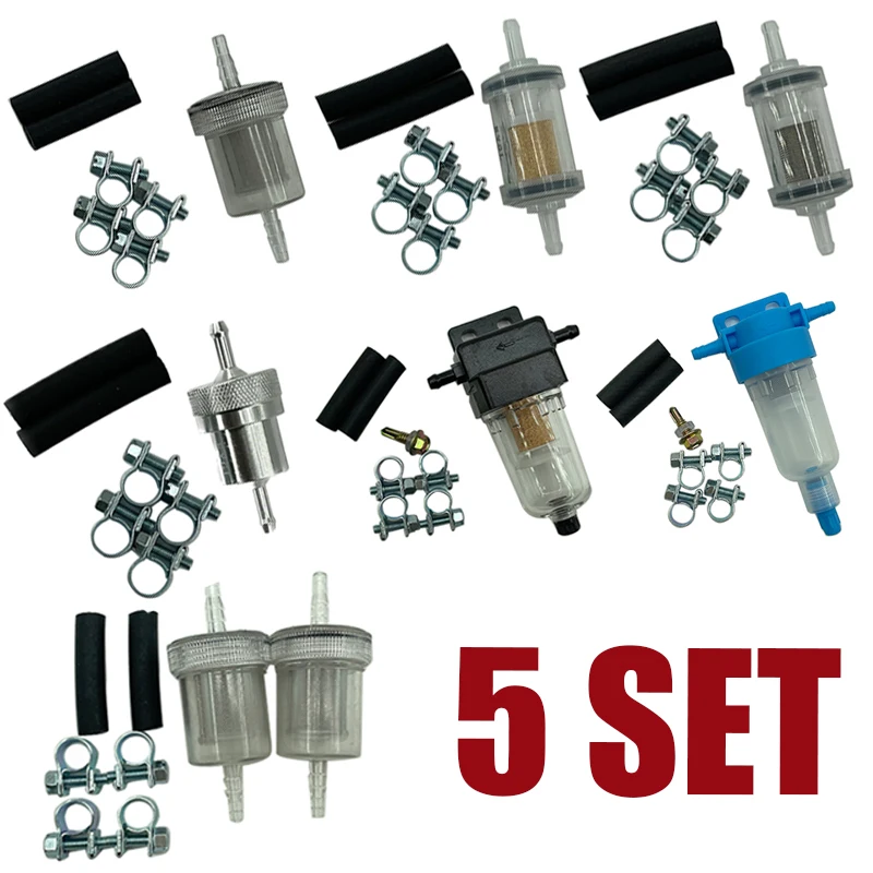 5Set Fuel Oil Filter Water Separator & Connction Hose & Clips For Webasto Eberspacher Car Truck Air Diesel Parking Heater 7 Type