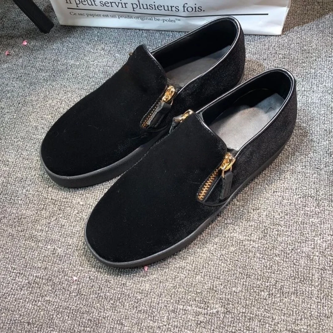 

Top Hight Quality Casual Sneakers For Men and Women Real Leather Brand Designer Unisex Tennis Shoes GZ Zipper Loafer Shoes G1484