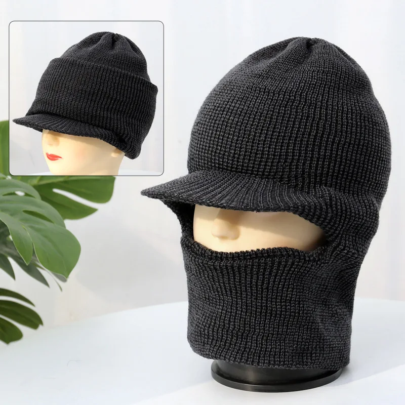 

Hat Stocking Watch Cap Hugger Toque Head Knitted Woolen Autumn Winter Old Man Hat Scarf Warm Outdoor Cycling Thickened B8M54