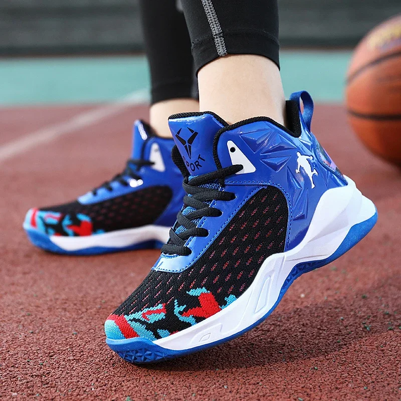 Youth Children Mesh Basketball Shoes Size 31-40 Boys Non-slip Sneakers Breathable Kids Sports Shoes Outdoor Running Sneakers