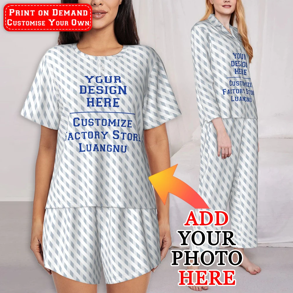 

Индивидуальный заказ: Женский пижамный комплект, пижама на пуговицах, длинная пижама, комплект из 2 предметов, короткая пижама, домашняя одежда с персонализированным изображением и текстом