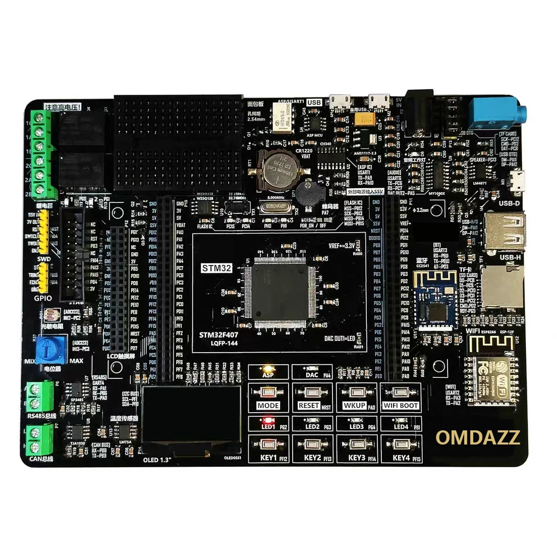 Stm32 Arm Diy Kit Демо-плата Stm32f407z Плата разработки печатной платы с Wi-Fi Esp8266, Master/slave USB-устройством, аудио
