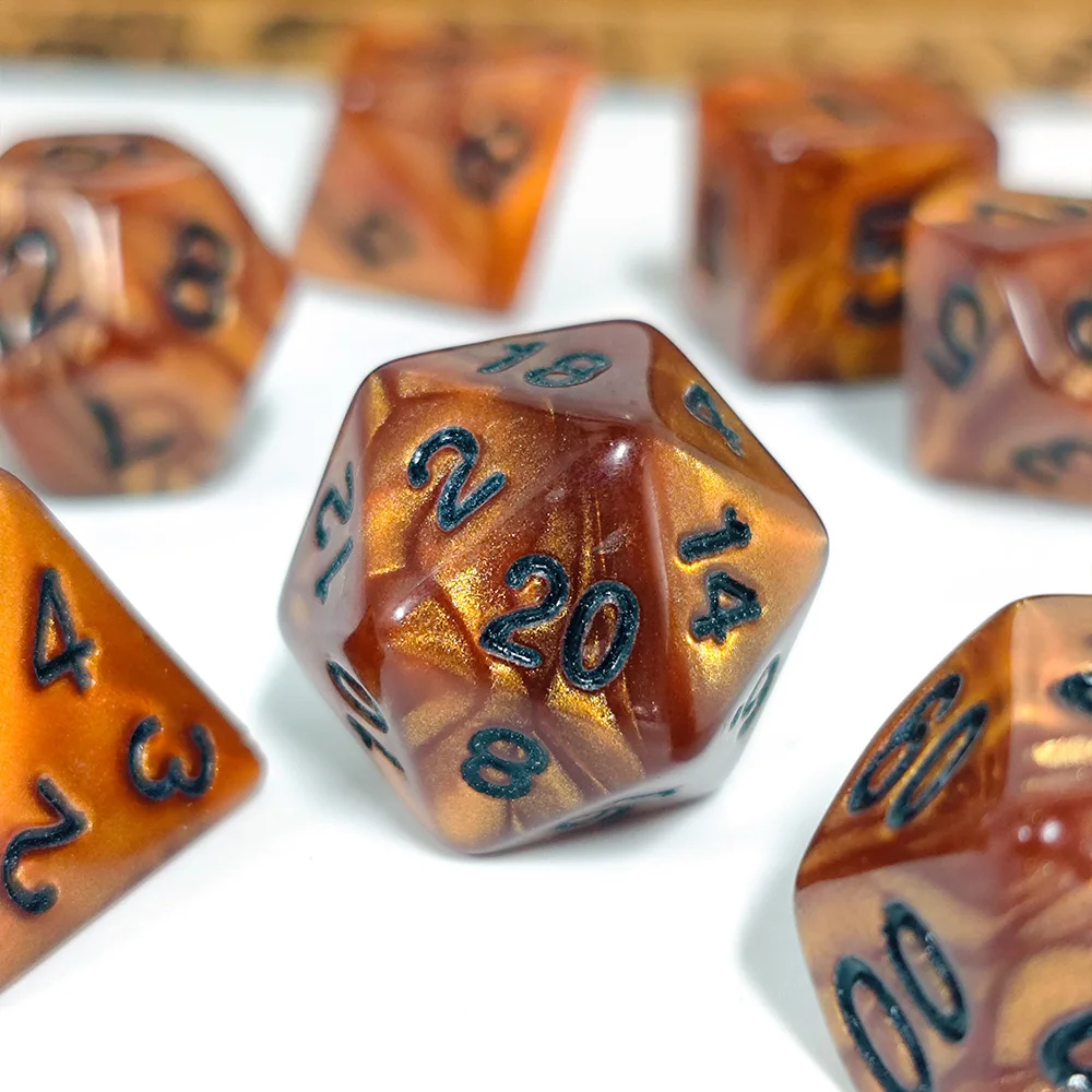 DND Dice Set Acrylic Material Pearl Dice Set Brown Color Dice Dungeons and Dragons Games Board Games RPG MTG Dice Entertainment