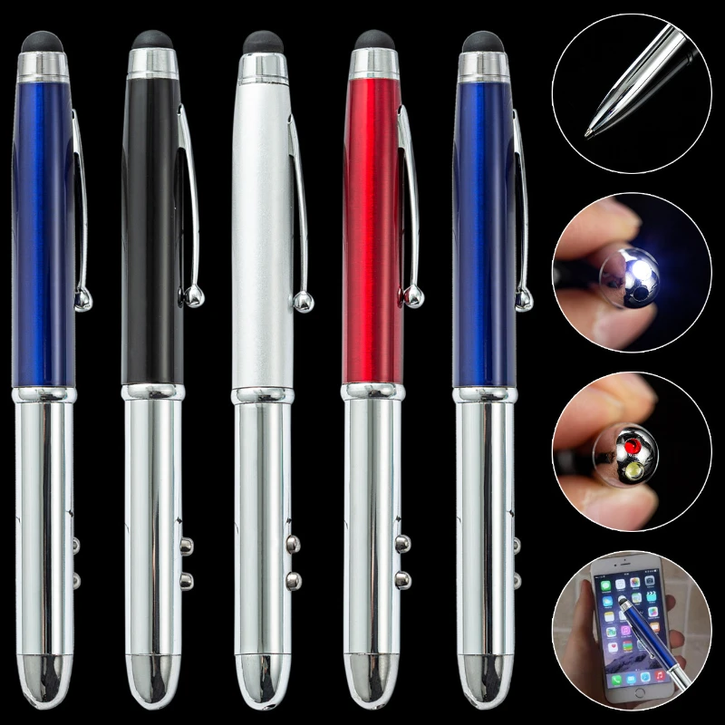 10PCS  Metal capacitive pen ballpoint pen 4-in-1 infrared handwriting touch screen ballpoint pen