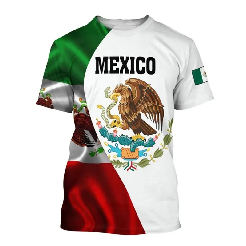 Mexico T-Shirts Mexican Flag Emblem 3D Print Streetwear Men Women Fashion Oversized Short Sleeve T Shirt Kids Tees Tops Clothing