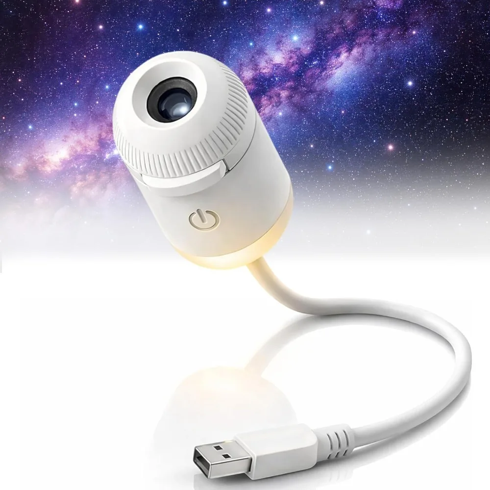 Adjustable Brightness Galaxy Star Projector USB Powered 360° Rotation Star Projector Night Light Touch Control Portable