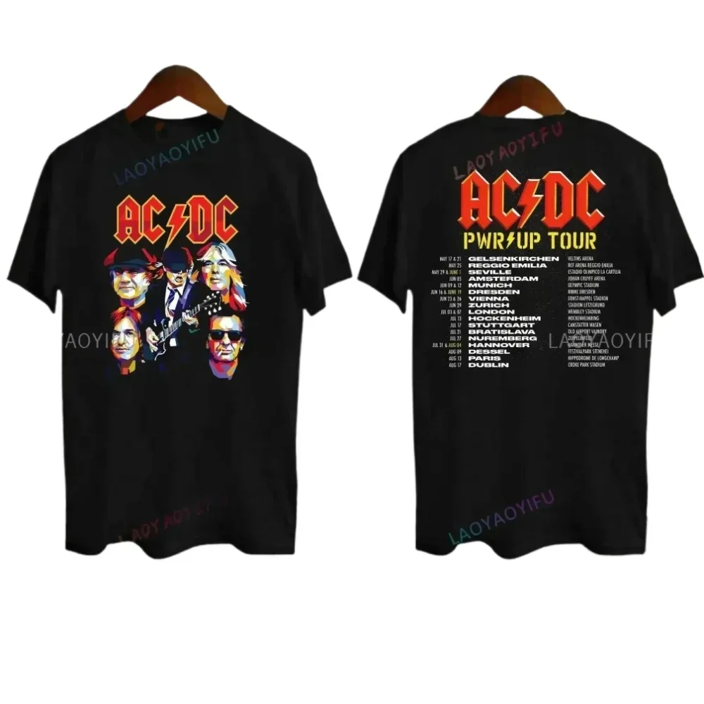 2024 AC-DC Band 51 Rare Vintage Men T-Shirt Rock Lyrics Short Sleeve Women Tshirts Unisex Top Tour PWRUP Cotton T Shirt Hip Hop