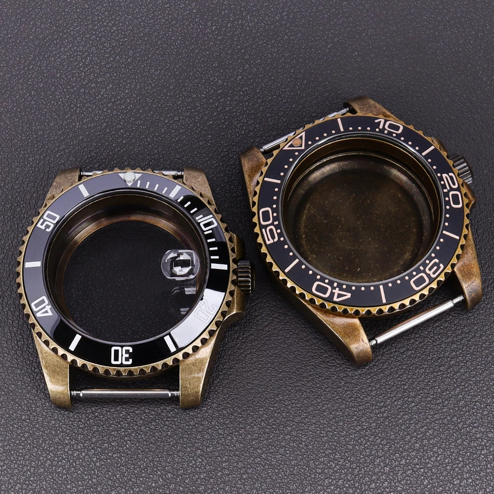 Bronze Retro 40mm nh35 watch case Accessory For SUB NH35 NH36 NH34 GMT NH38 4R35 Movt Sapphire Glass 200m Waterproof 120-Click