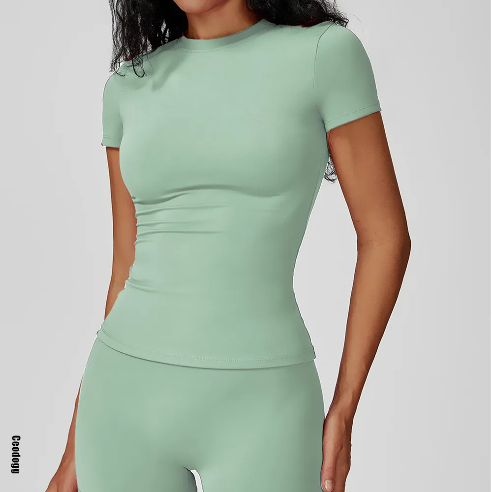 

Woman Yoga Shirt Sports Tops Yoga Crop Top Short Sleeve Top Fitness Workout T-shirt Tops Gym Clothing Running Sportswear XP260