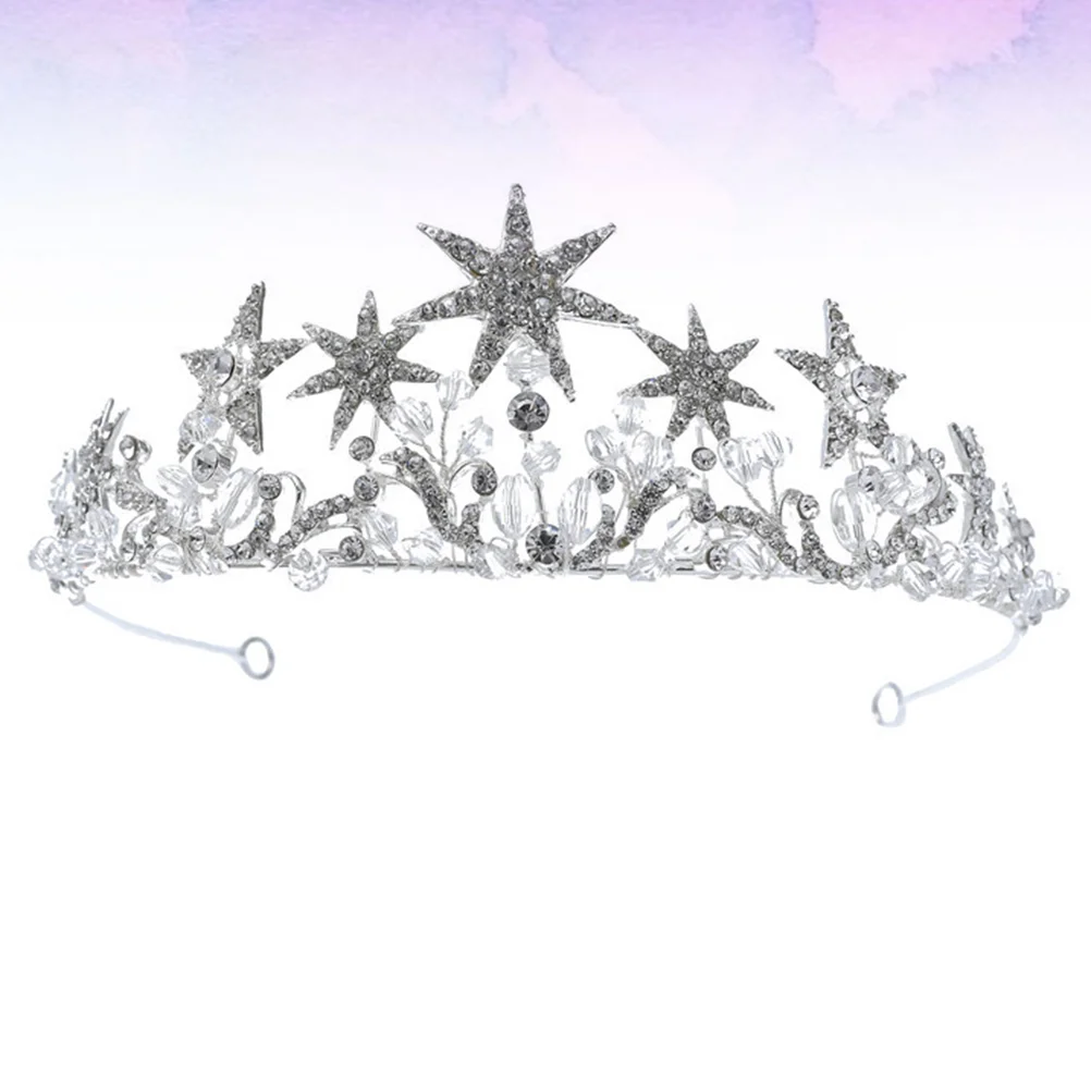 Diadema nupcial, tocado de estrella, corona, pelo, diademas Miss con diamantes de imitación para mujer