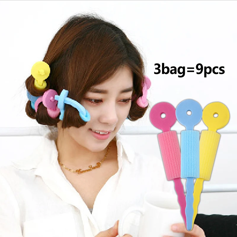 

3pcs Hair Curlers Rollers Sponge Hair Rollers For Women Long Natural Hair Cling Curly Styling DIY Tools Salon Hair Style Tools
