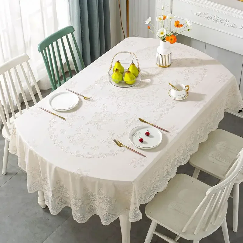 Tablecloth Oval 183cm Lace Pvc Table Cover Floral Printed Water Resistant Europe Style Table Cloth Elegant Table Decrotive Daily