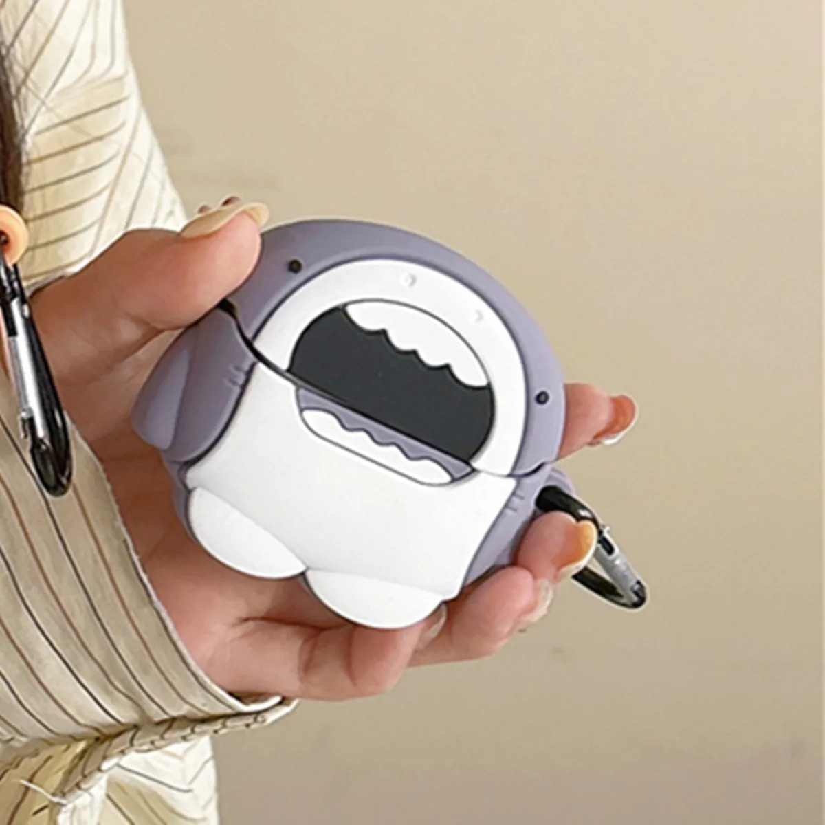 Headphone Case for Samsung Galaxy Buds 3/Buds 3 Pro (2024 Release),Cute Creative Shark Design Silicone Ear Buds case with Hook