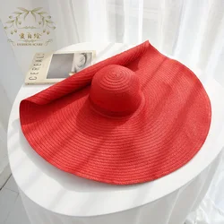 Straw hat 25cm large brim hat wholesale sun hat ultra-thin breathable summer sun hat straw hat foldable for men and women travel