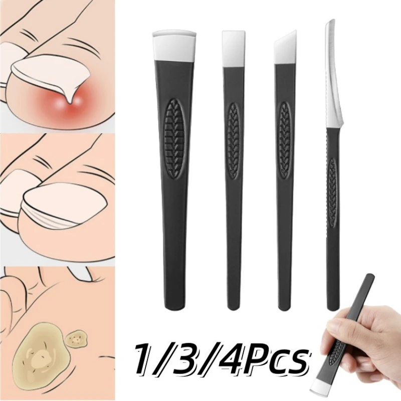 ชุดอุปกรณ์ขูดหนังเท้า 1/3/4 ชิ้น สำหรับขจัดหนังกำพร้าที่เท้า ทำจากสแตนเลส ใช้ขูดและขัดเท้า อุปกรณ์ทำเล็บเท้า