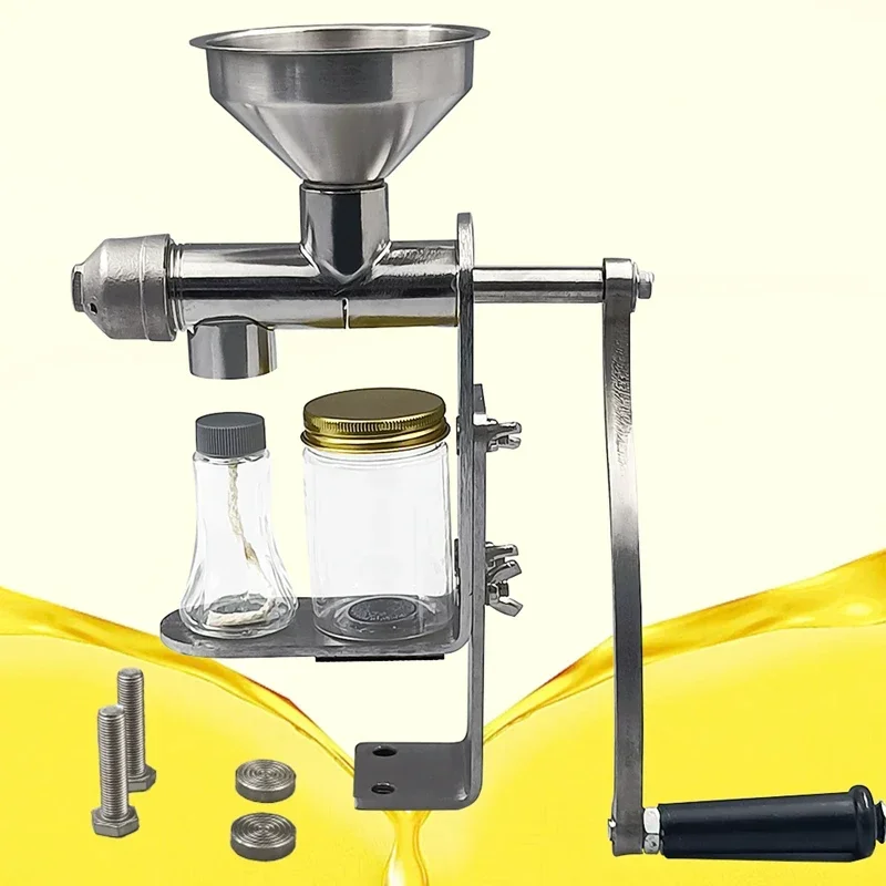 Stainless Steel Manual Oil Press Small Household Peanut and Sesame Press Walnut Rapeseed Oil Cold and Hot Oil Press