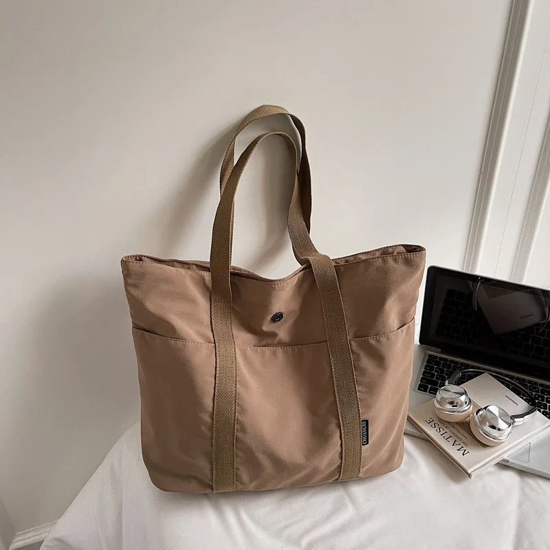 

High Quality Nylon Large Shopping Bags for Women Luxury Handbags Women Bag Solid Color Top-handle Bags Traveling Tote