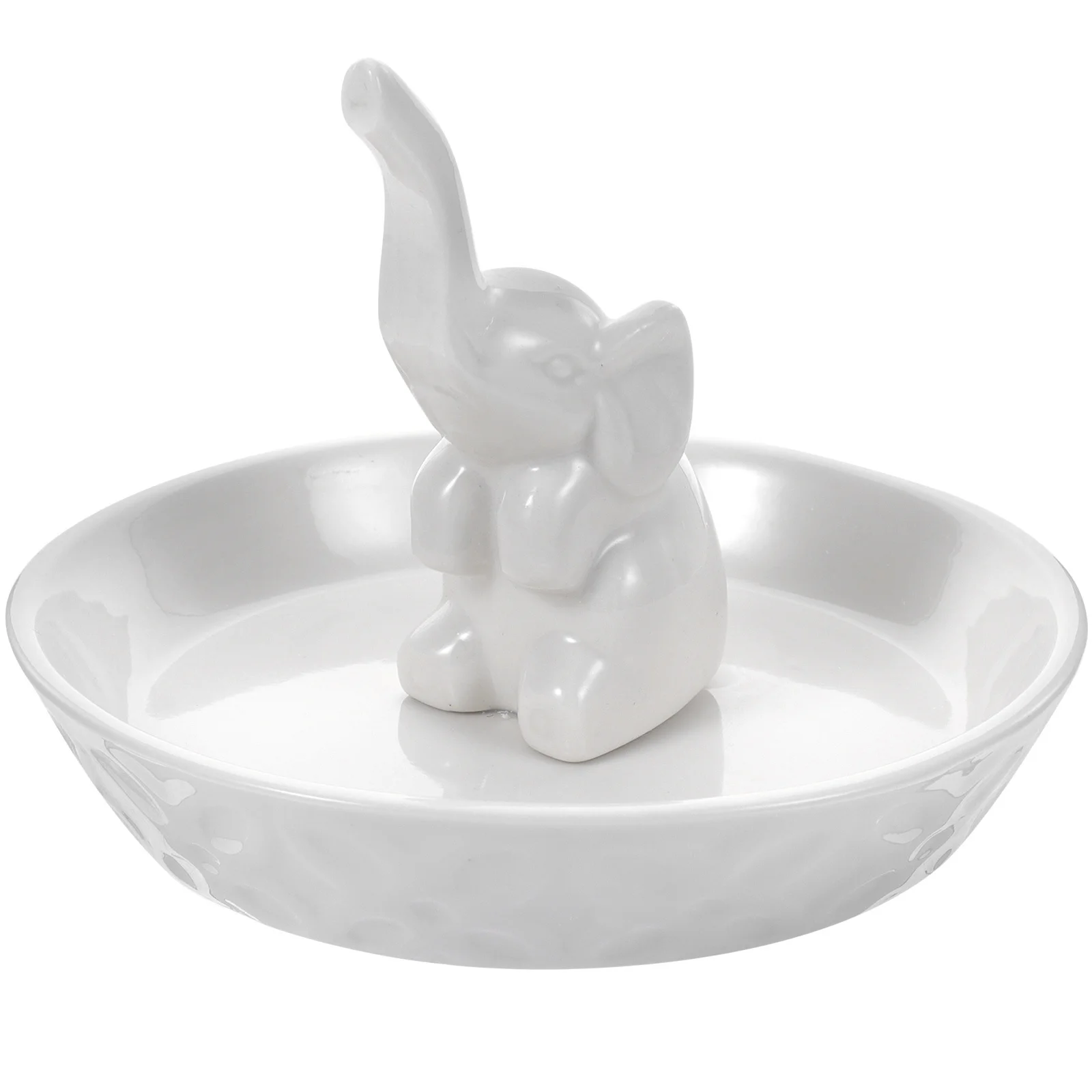 

Ceramic Jewelry Display Tray Adorable Elephant Design Elegant Ring Holder for Desktop Nightstand Jewelry Storage Small