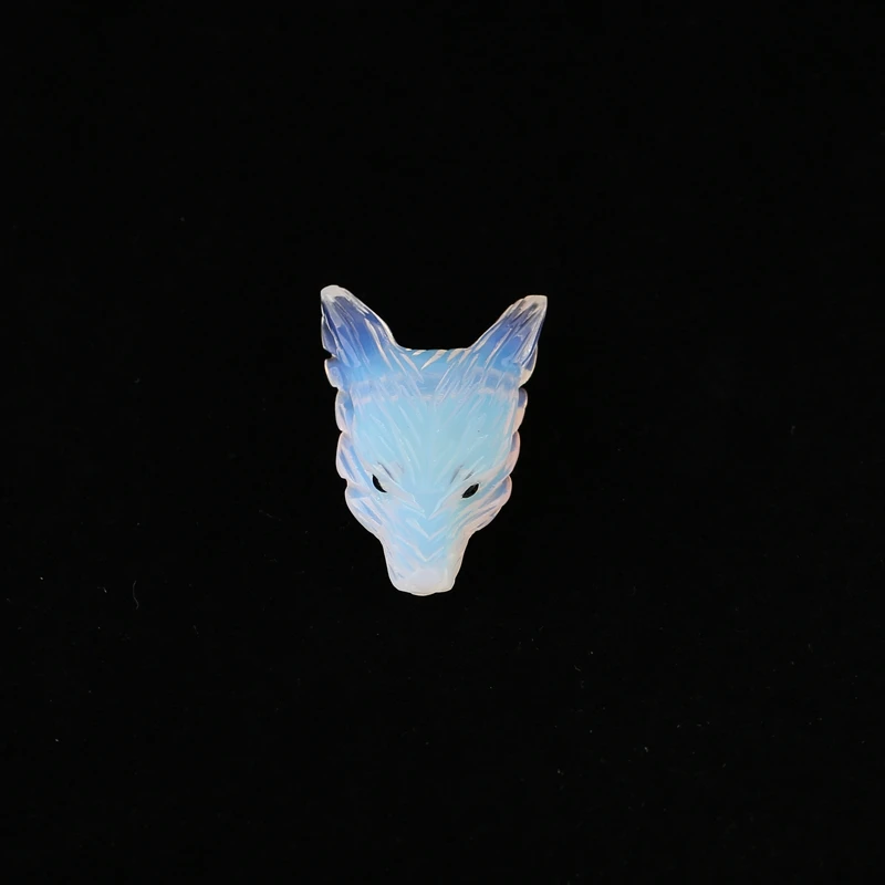 

B&F Opalite Wolf Head Pendant Bead 35x24x11mm 9g Handmade Natural Stone Polished for Jewelry Making Hand Carving