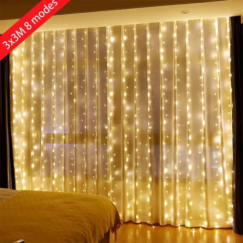 3M USB LED with Remote Control Curtain String Lights, Christmas Elf Lights, Garland Outdoor Wedding/party/garden Decoration Home