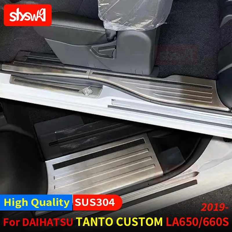 For DAIHATSU TANTO / TANTO CUSTOM LA650 LA660S 19 CAR SIDE DOOR SILL Bar SCUFF PLATE Stainless Steel Chrome Styling Accessories