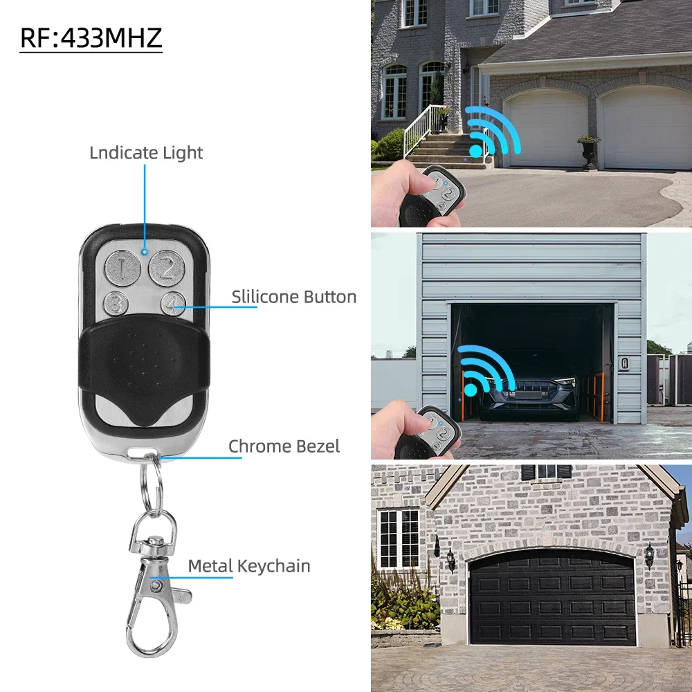 KEBIDUMEI 433MHz Remote Control Clone 4 Buttons Garage Door Gate Opener Duplicator Copy Key Universal Garage Control Copy Garag