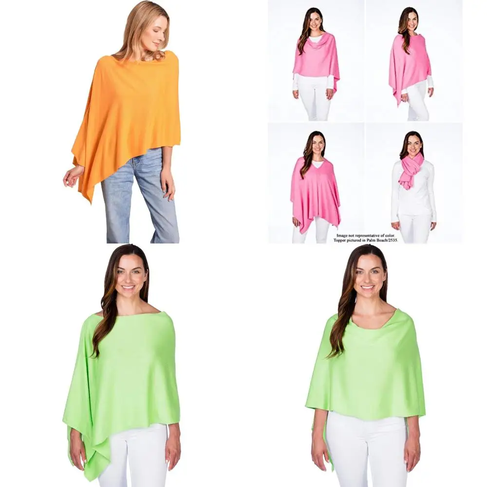 

Lightweight Soft Cotton Cashmere Blend Poncho - 95% Cotton 5% Cashmere - Perfect Gift for Her