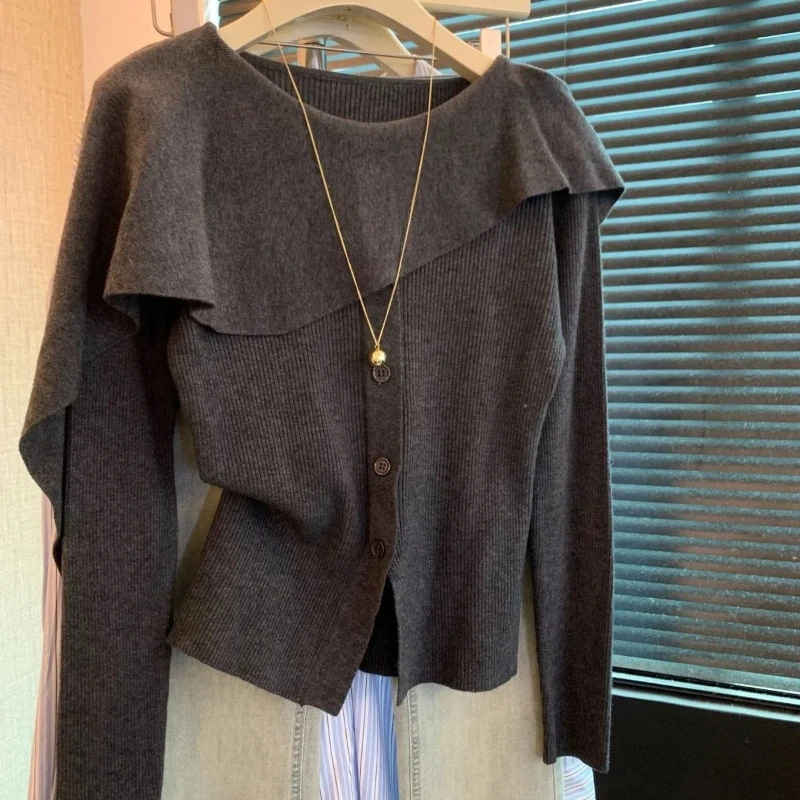 

Irregular Solid Long Sleeve Simplicity Lazy Style Pullovers Autumn Winter Knitting Korean Sweaters Fashion Trend Women Clothing