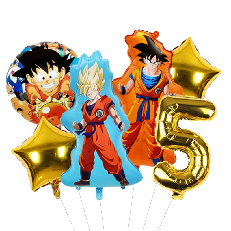 Dragon Ball Super Style Number Balloon Glitter Orange with Four Star Ball Print Foil Mylar for Boys Birthday Party view 6