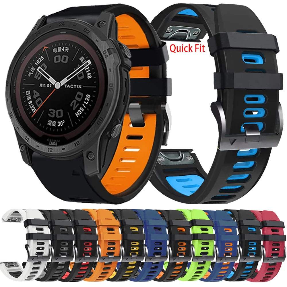 Quick Fit Sports Silicone Strap For Garmin Tactix 7 Pro Delta/Bravo Band Forerunner 935 745 945 LTE Bracelet 26mm 22mm Watchband