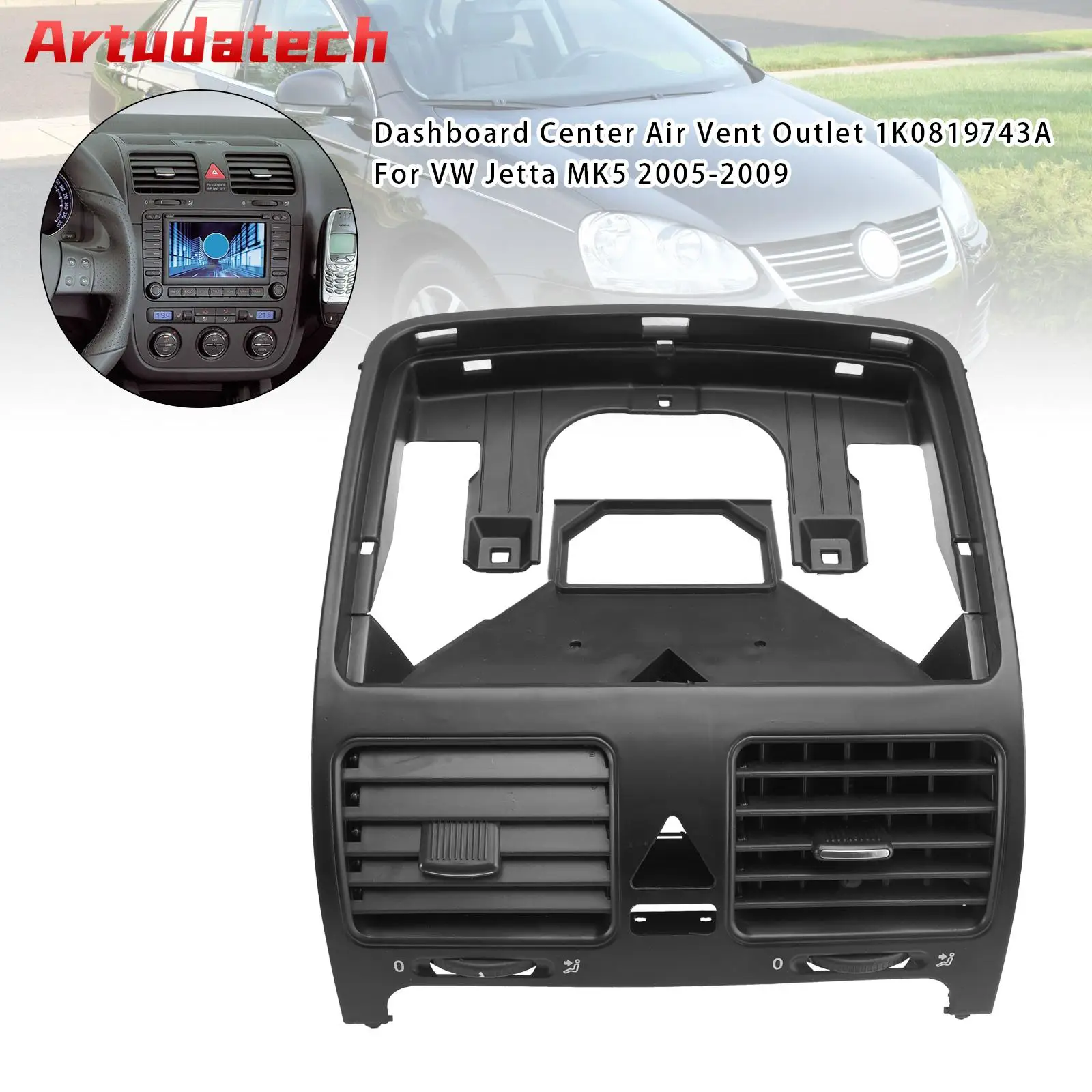 Artudatech Dashboard Center Air Vent Outlet 1K0819743A For VW Jetta MK5 2005 2006 2007 2008 2009