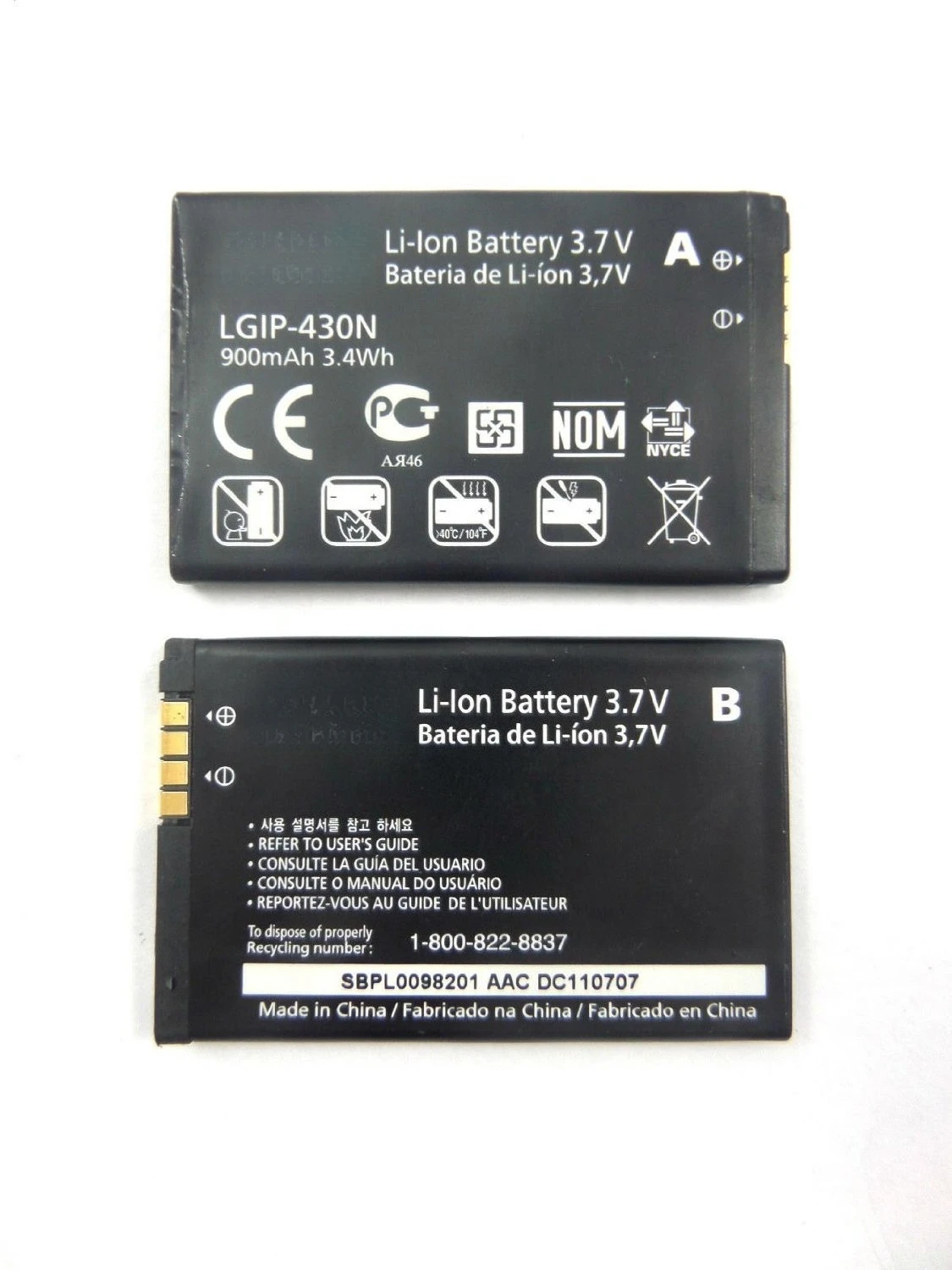 

for LG Li-Ion LGIP-430N 900mAh 3.7V 3.4Wh Cell Phone Battery (L) SBPL0098901