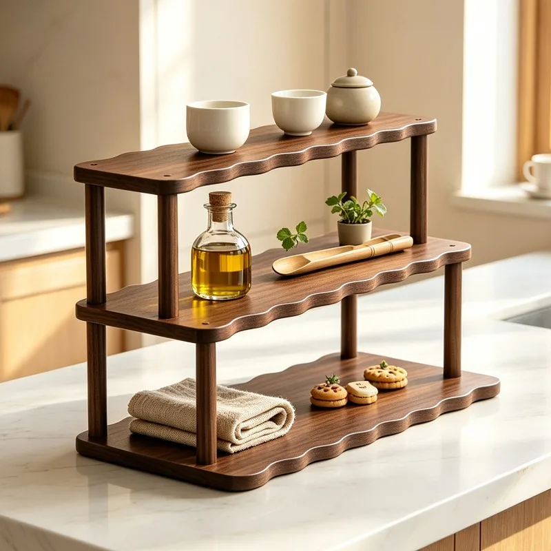 Kitchen shelves, desktop home living room finishing and placing shelves, countertop storage porch, home daily storage shelves