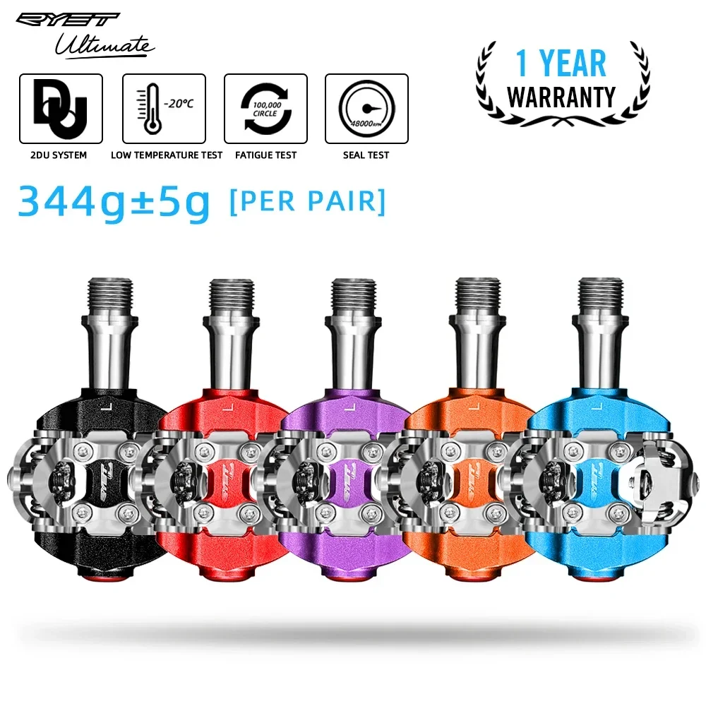 

RYET MTB Bike Pedal SPD Clipless Ultralight Mountain Bike Pedals Bicycle Dual Platform Footboard Clipless Cycling Bicycle Parts