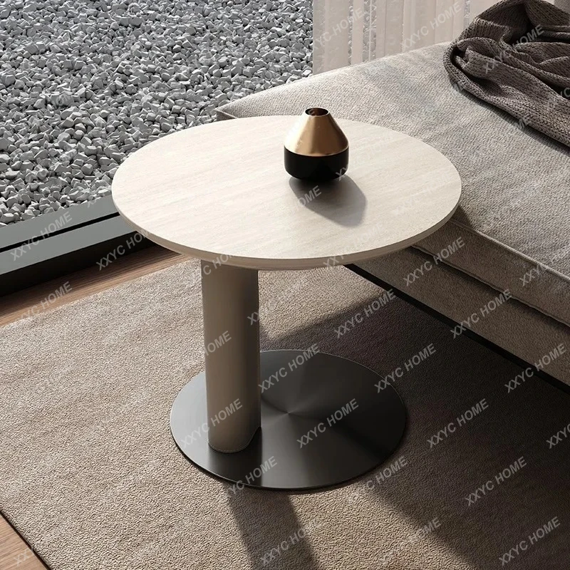 

Movable sofa round mini coffee table