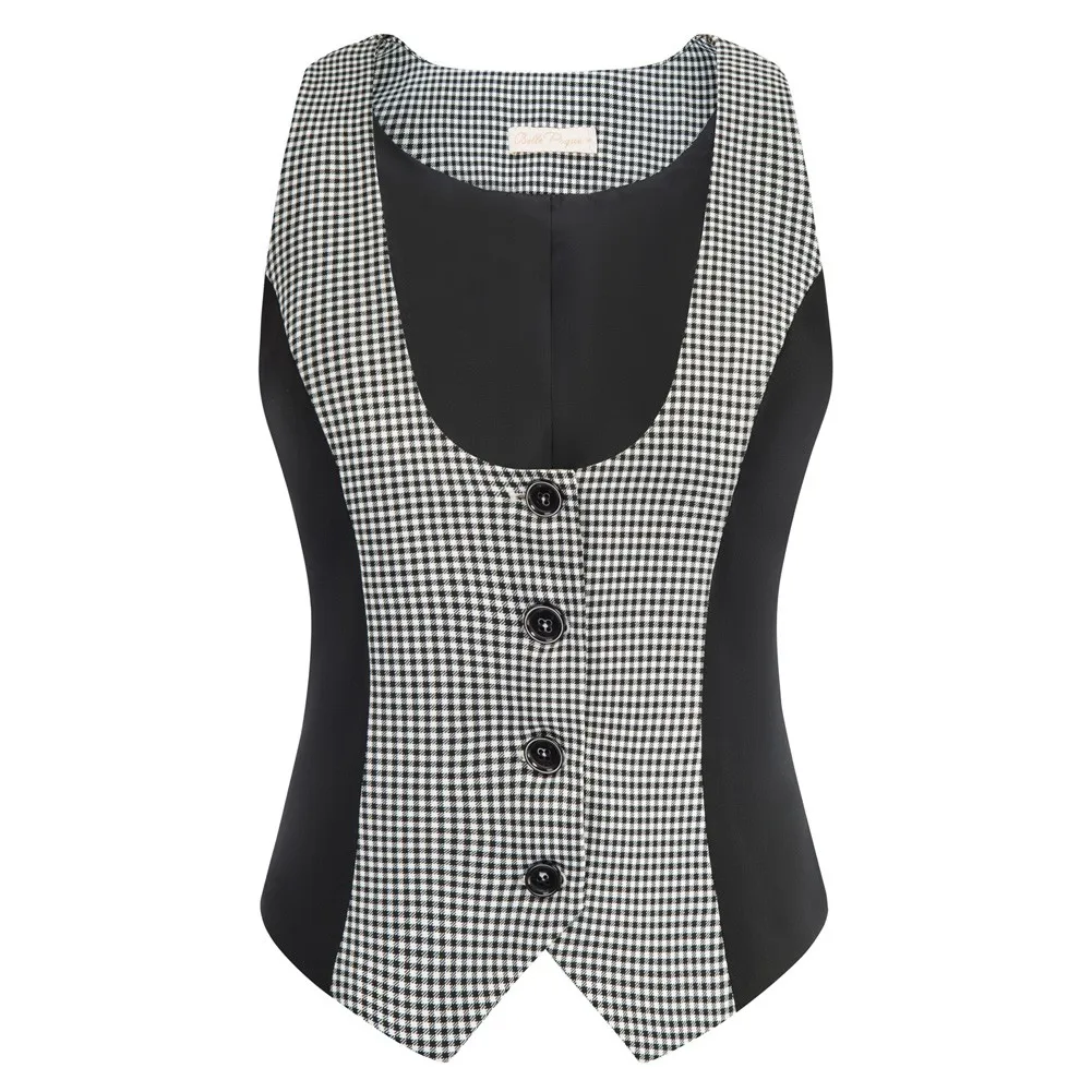 

BP Women Contrast Color Vest Coat Single Breasted Handkerchief Hem Waistcoat