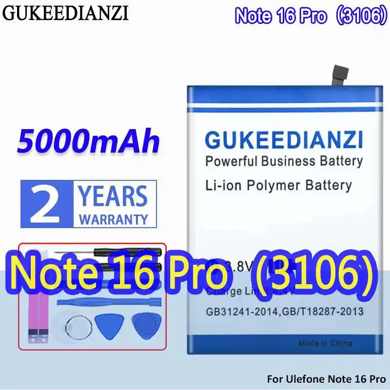 

Для Ulefone Note 16 Pro 3106 аккумулятор мобильного телефона высокой емкости 5000 мАч