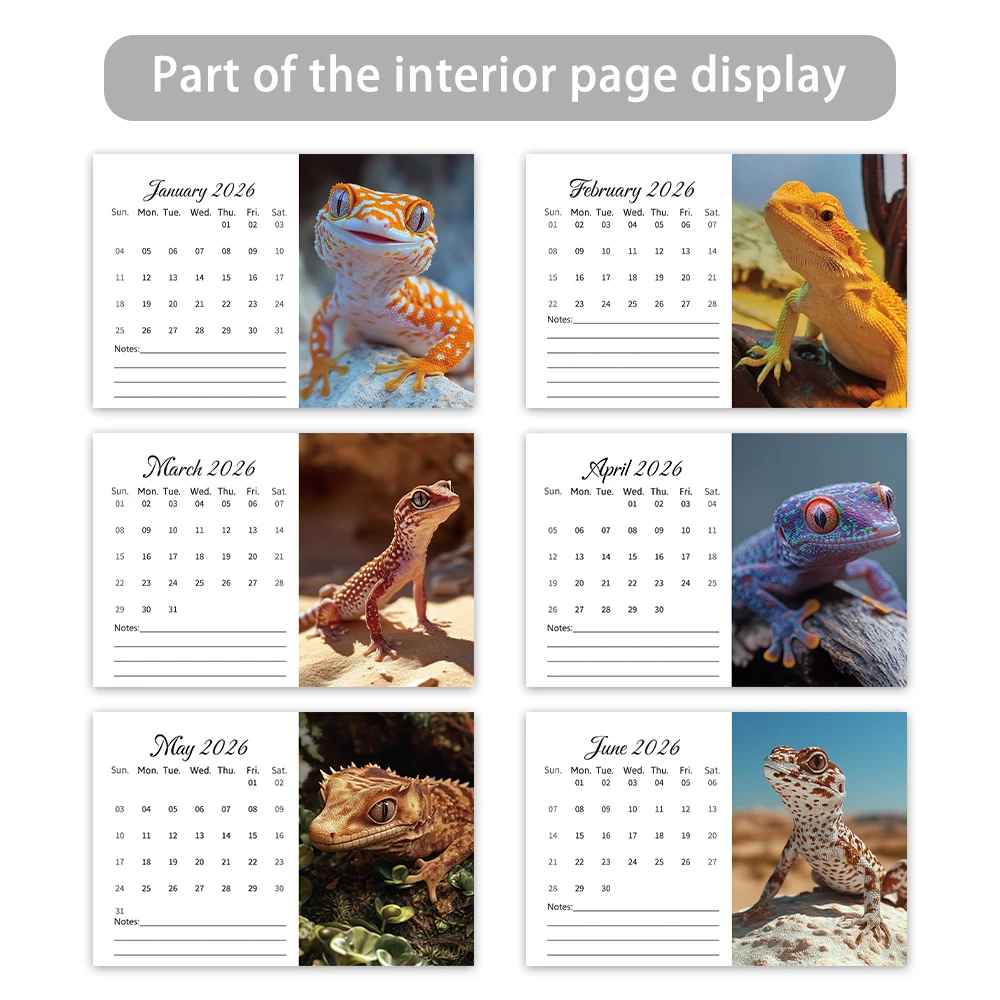 1 قطعة تقويم موضوع السحلية 2026-2027، مخطط شهري لمدة 24 شهرًا، تقويم سطح المكتب، هدية مثالية لأعياد الميلاد، عيد الميلاد، السنة الجديدة #5