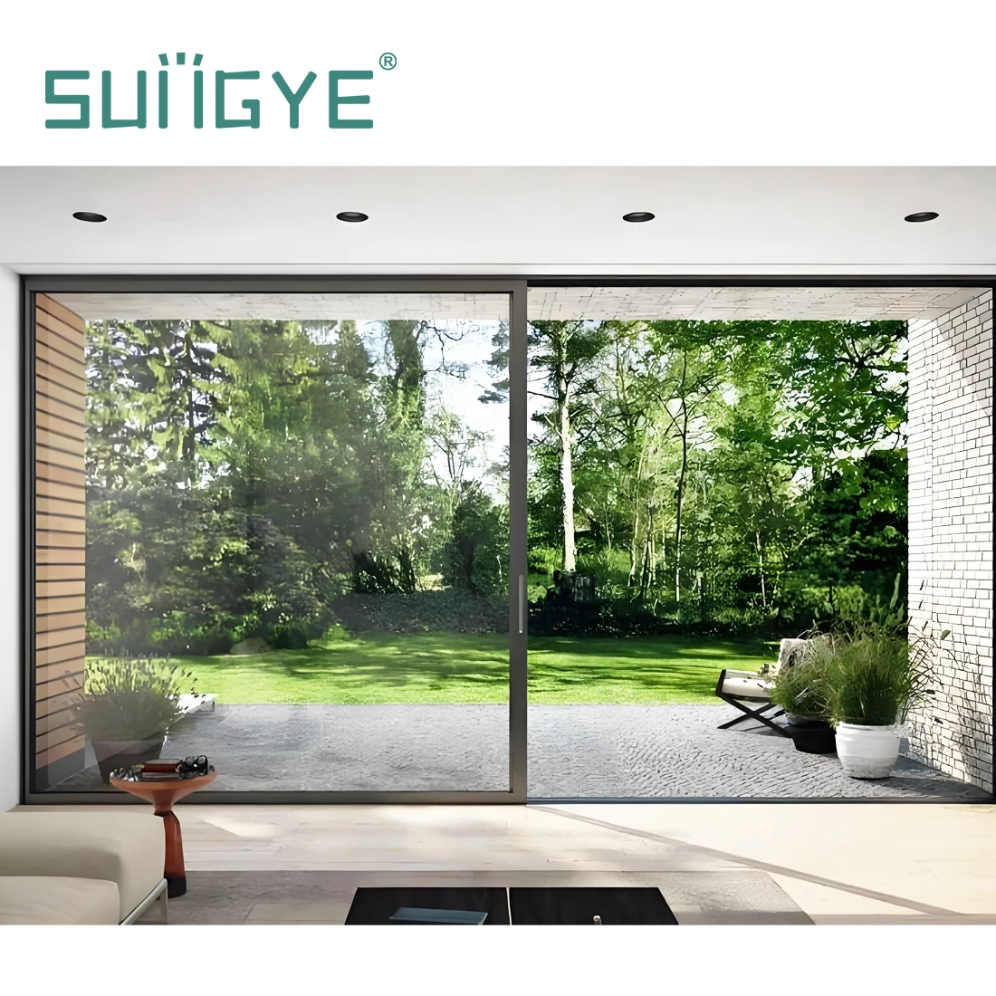 SUNGYE Hurricane Proof Aluminum Alloy Frame Entry Sliding Door Full View Low-e Glass Slide Patio Doors Exterior Gliding Door
