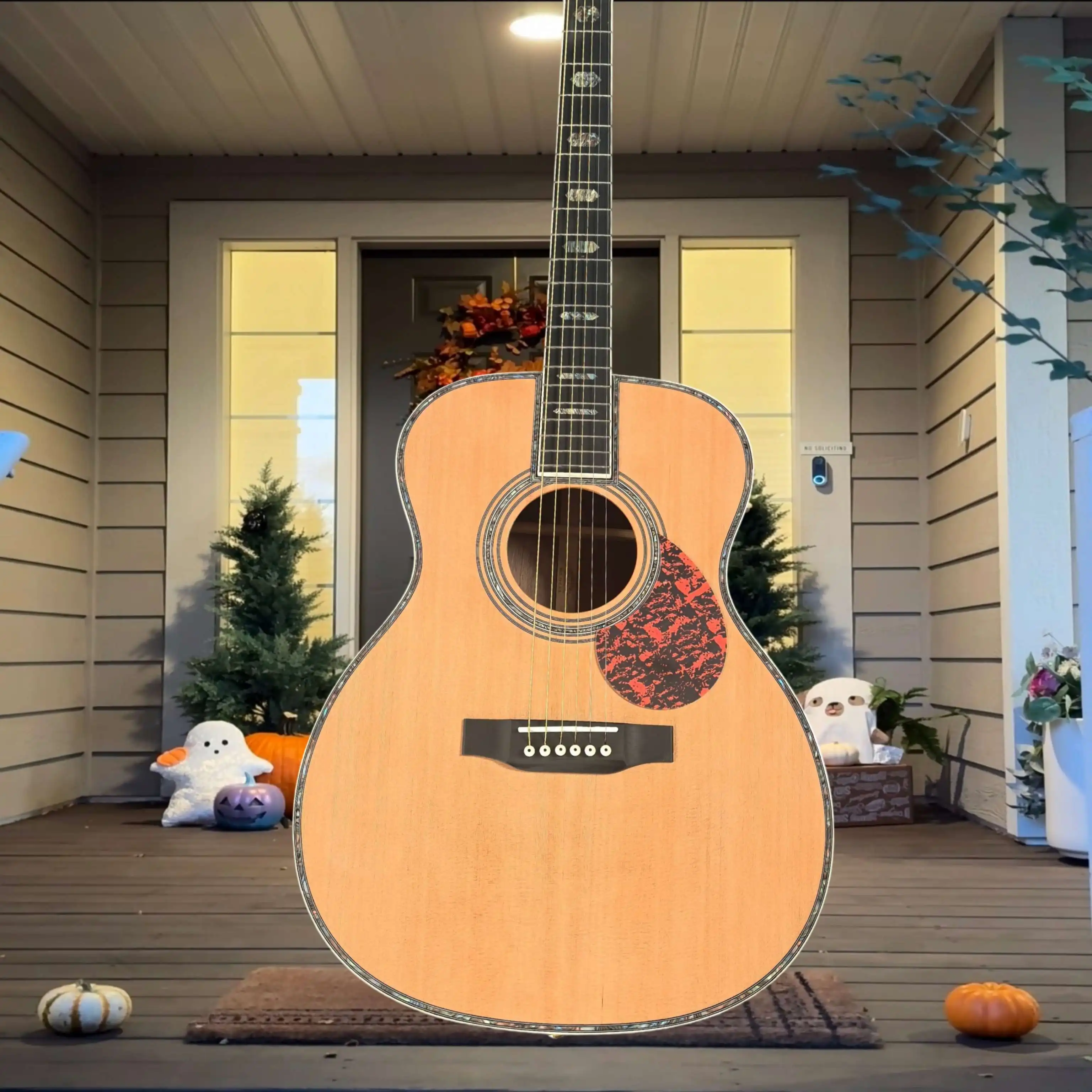OM45 Natural Acoustic Guitar Red Cedar Top Black Tortoise Pickguard Rosewood Back Sides Fixed Bridge Rich Bass Bright Treble