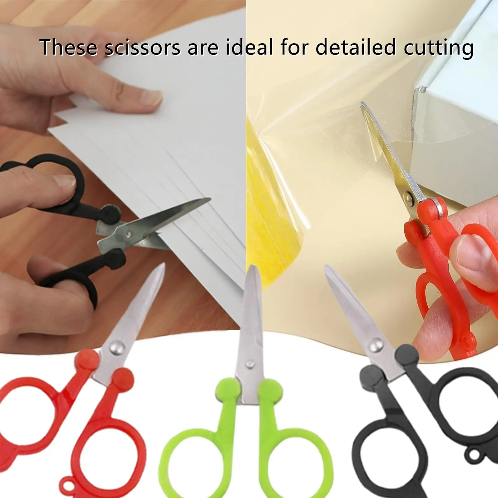 1 قطعة مقص قابل للطي مقص جيب صغير من الفولاذ المقاوم للصدأ للسفر، في الهواء الطلق، المنزل، المكتب (3 ألوان)