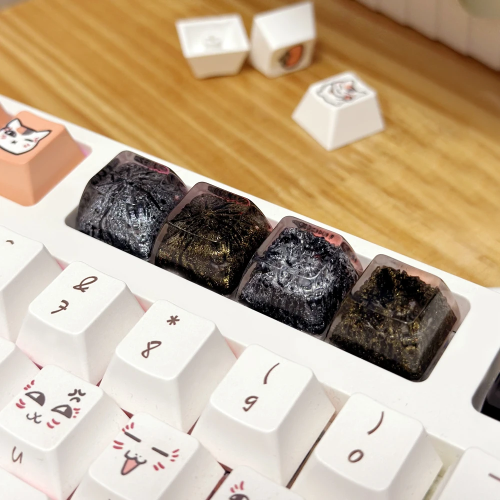 1 pçs de alta qualidade epóxi diy translúcido ouro/prata montanha/canyon eixo cruz teclado mecânico keycap acessórios universais