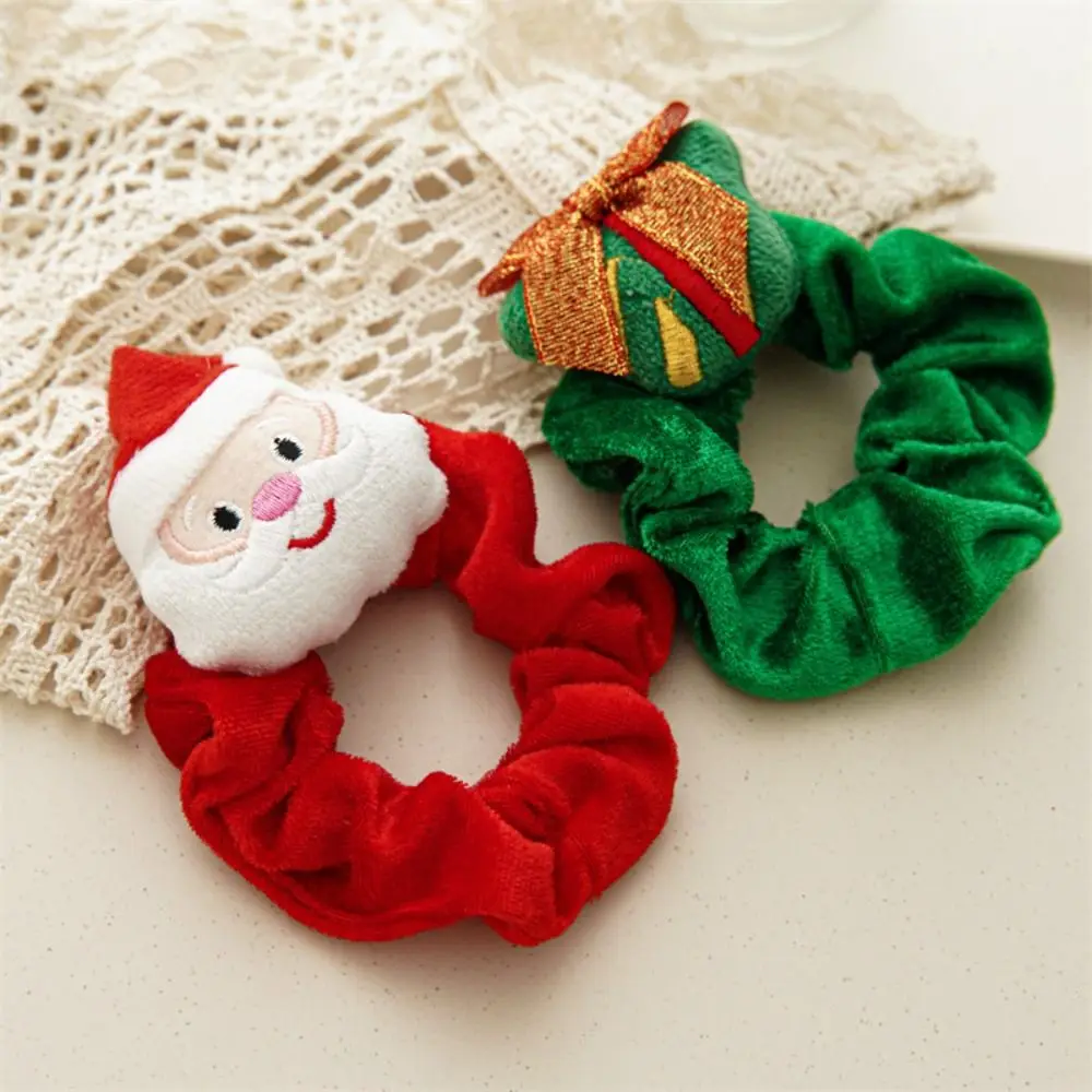 Soft Winter Christmas Scrunchies Plush Cartoon Hair Ring Santa Claus Cute Hair Rope Girl