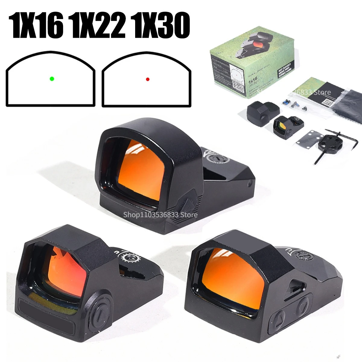 

Компактный оптический прицел Red Dot 1x16 1x30 3MOA 6MOA с креплением RM/RMSc, функцией Shake Wake, регулируемый тактический прицел с логотипом